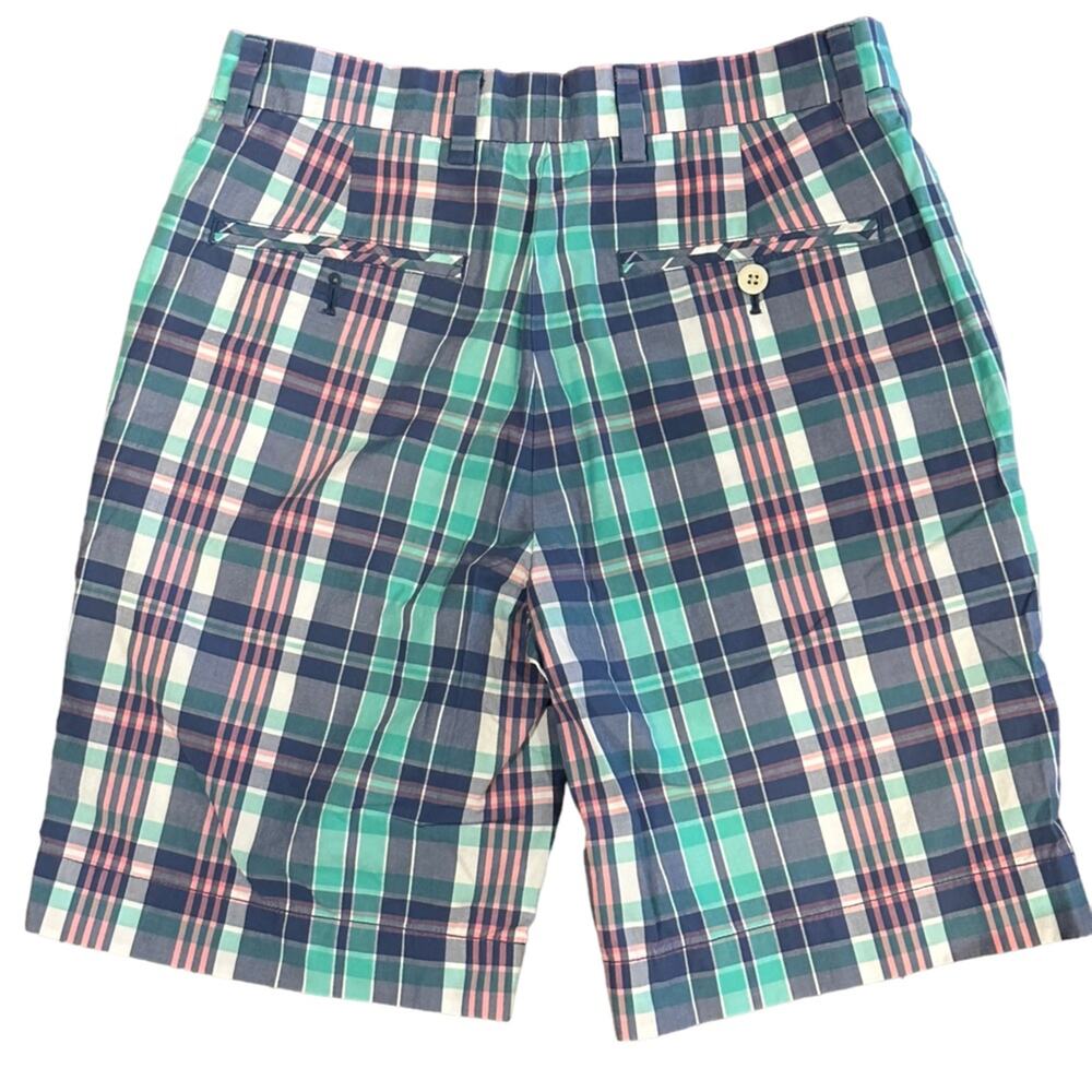Vineyard Vines Mens Size 28 Pink and Green Madras Plaid Breaker Shorts - Picture 2 of 4